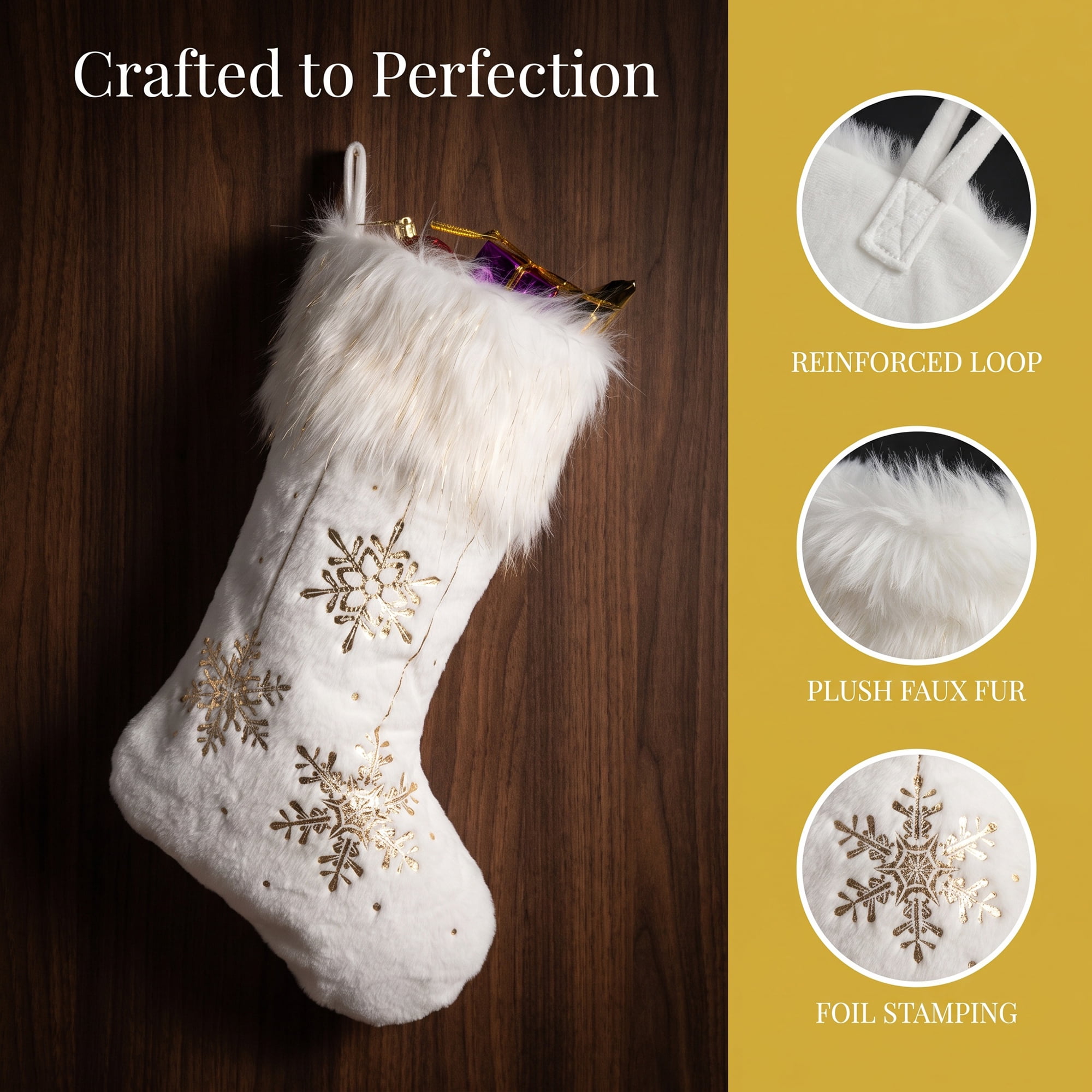 Unique Bargains Foil Christmas Stocking Double Layer Metallic Crystal Sock Snowflake 16"