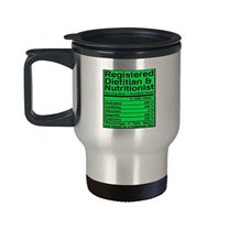 Stainless Steel 14 oz Fitness Travel Mug - Nutrition Facts Design for Nutritionists