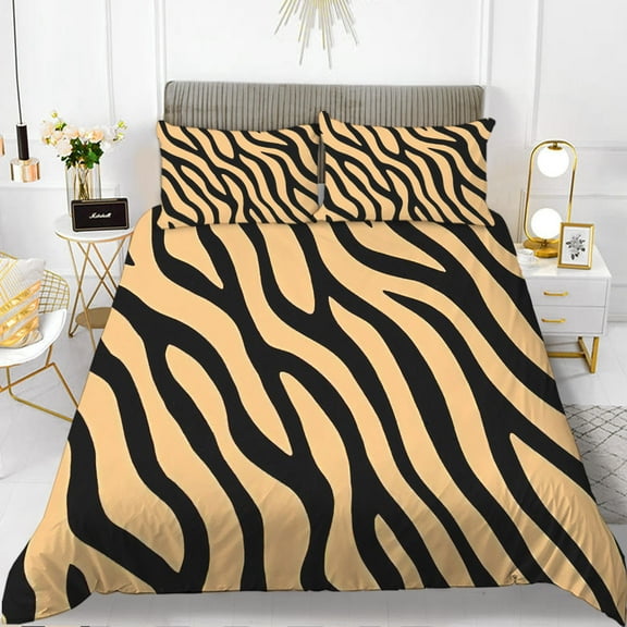 Zebra Print Duvet Cover Set King Polyester Red Black Stripes Bedding Set Wild Animal Zebra Wildlife