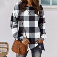 thumbnail image 3 of KZKR Women Lightweight Blouse Long Sleeve Plaid Printed Split Hem Top Loose Fit Tunics Shirts Tops, 3 of 4