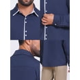 thumbnail image 7 of DARING DIVA Men's Contrast Trim Long Sleeve Button Down Formal Shirts XL Dark Blue, 7 of 7