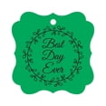 thumbnail image 1 of Darling Souvenir Custom Best Day Ever Wedding Party Tags Leaf Wreath Hang Tags-Green-50 Tags, 1 of 1