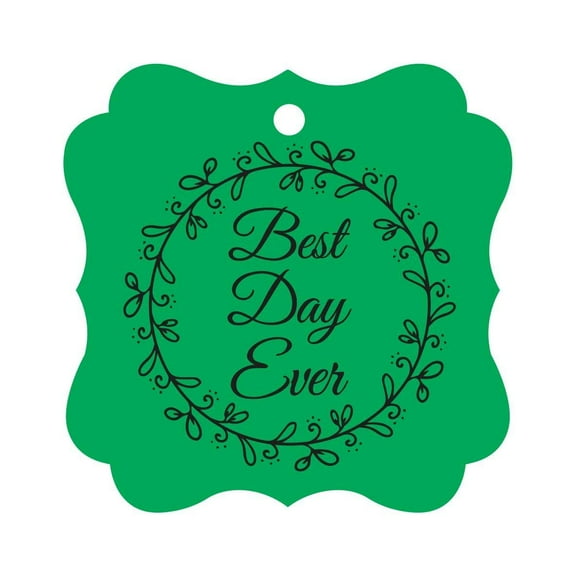 Darling Souvenir Custom Best Day Ever Wedding Party Tags Leaf Wreath Hang Tags-Green-100 Tags