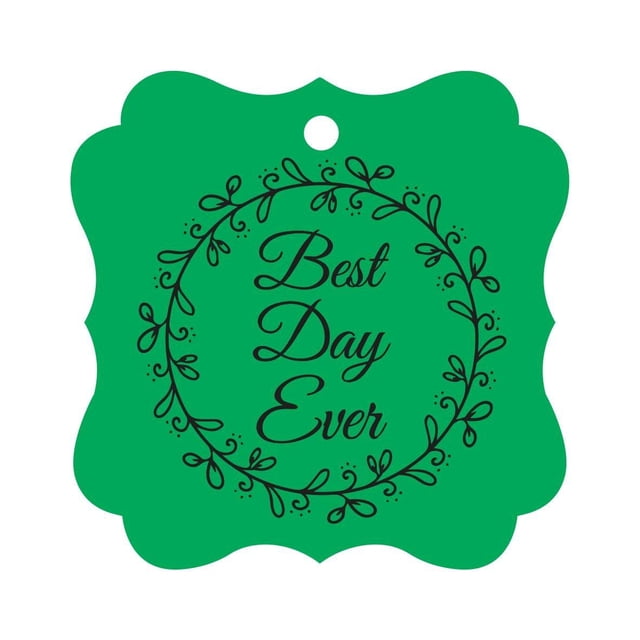 Darling Souvenir Custom Best Day Ever Wedding Party Tags Leaf Wreath Hang Tags-Green-50 Tags