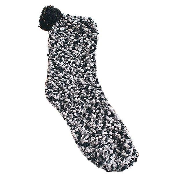Jumpingount Calcetín para pastel, calcetín de lana Coral, accesorios para pies de felpa cálidos, Color caramelo grueso térmico, suelo de moda para mujer Medias Negro Jumpingount AP009907-02