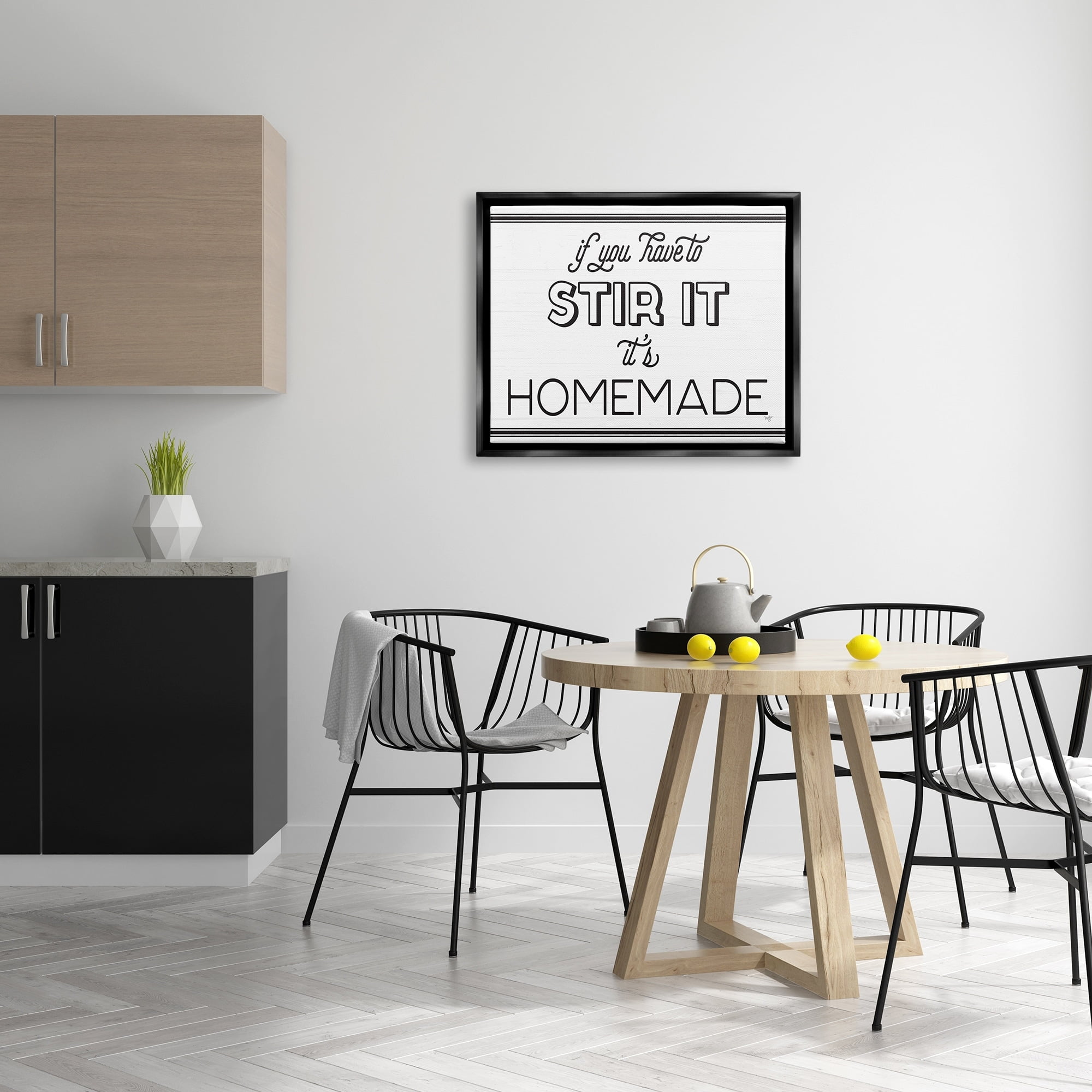Stupell Industries Homemade If Stirred Humorous Cooking Kitchen Vintage Phrase Graphic Art Jet Black Floating Framed Canvas Print Wall Art, Design by Mollie B.