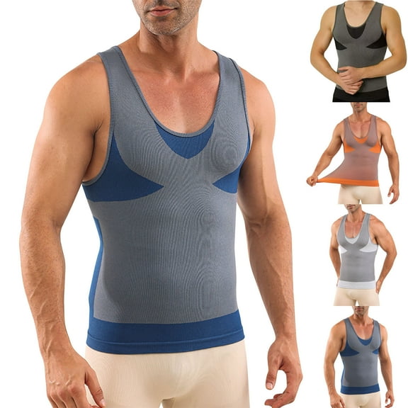 Einccm Men's Compression Tank Top, Body Shaping Slim Fit Sleeveless Shirt, Breathable Stretch Quick Dry Athletic Undershirt for Gym Workout Fitness Training Casual Summer Wear