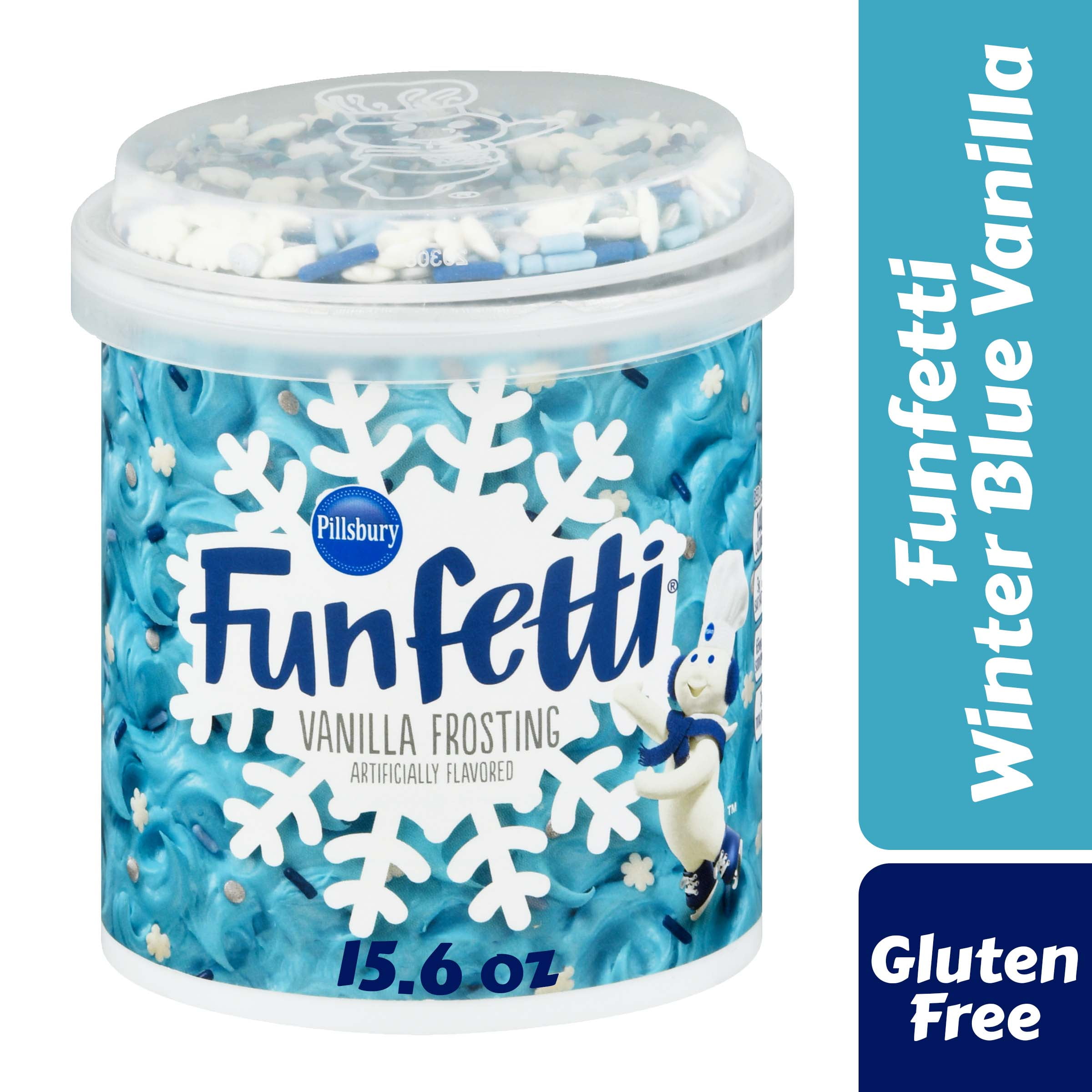 Pillsbury Funfetti Winter Blue Vanilla Frosting, 15.6 Oz Tub