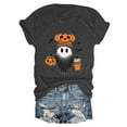 thumbnail image 5 of YDFCWXW Funny Halloween Shirts for Women Vintage Short Sleeve Crew Neck Holiday Party T Shirt 2025 Fall Witch Pumpkin Tops Grey, M, 5 of 5