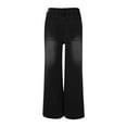 thumbnail image 5 of Prolriy Straight Leg Jeans for Women, Women's Solid Color Wide Leg Casual Pocket Jeans Commuting Pants Women's Pants Black L, 5 of 9