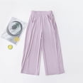 thumbnail image 3 of dazeni Girls Wide Leg Sweatpants Pockets Side Split Quick Dry Athletic High Waisted Baggy Causal Trousers Lightweight Outdoor Camping Purple 11 Years, 3 of 9