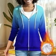 thumbnail image 2 of Womens Lightweight Zip Up Hoodies Gradient Color Hooded Sweatshirt Jacket Fashion Athletic Jackets with Pockets Blue XXL, 2 of 8