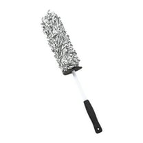 KQJQS Microfiber Car Wash Brush – Soft Bristles for Tire & Steel Rim Wheel Cleaning, 43x8cm, Ergonomic Handle for Car Detailing