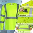 thumbnail image 4 of ProtectX 3-Pack Class 3 Long Sleeve High Visibility Safety T-Shirt with Elastic Reflective Stripes, Men's Heavy Duty Breathable Hi Vis Reflective Shirts, Green - Small, 4 of 7