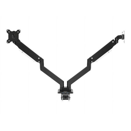 Mount-It! - Dual Monitor Desk Mount with USB and Multimedia Ports - Black