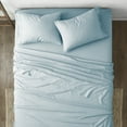 thumbnail image 3 of Noble Linens 4 Piece Aqua Striped Embossed Bed Sheet Set, Full, 3 of 10