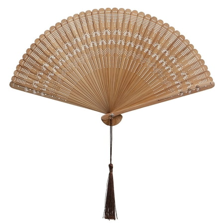 

1pc Chinese Style Folding Fan Bamboo Handheld Fan Dancing Performance Decoration Tassel Vintage Fan