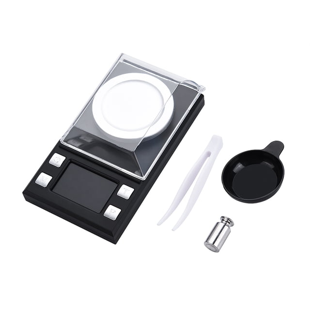 Báscula electrónica digital de bolsillo portátil con pantalla LCD de alta precisión de 0,001 g para pesar joyas de oro (10 g)
