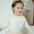 thumbnail image 6 of Baby Girl Long Sleeve Bolero Shrugs Girls One-Button Plain Cotton Wedding Bolero Cardigan Knitted Coat Cute Knitted Cardigans for 1-14 Years, 6 of 7