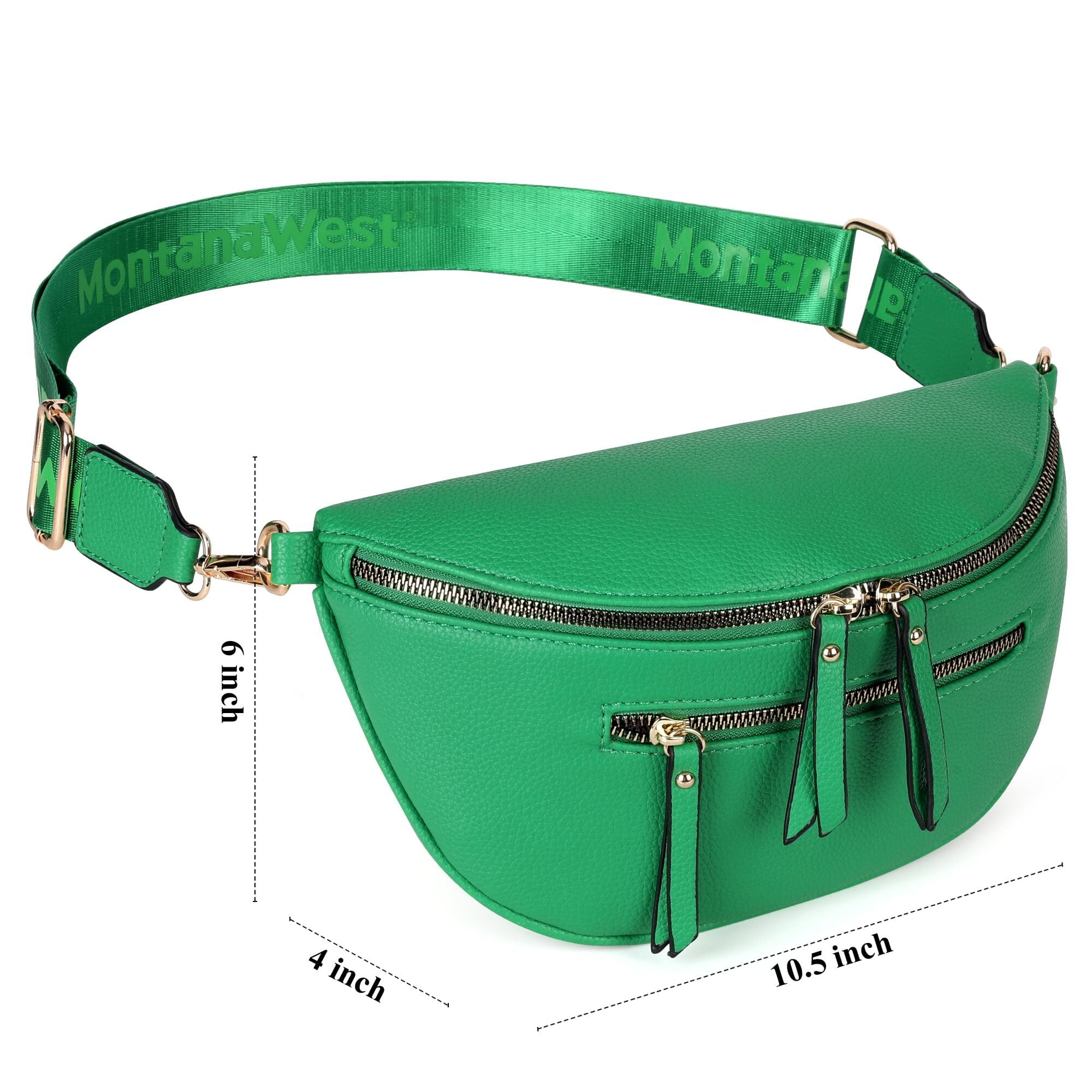 Montana West Crossbody Bags for Women Bum Bag Sling Purse with Adjustable Strap, Green