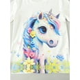 thumbnail image 2 of New Fashionable Cartoon Unicorn 3D Digital Full Print Short Sleeve T-shirt for Girls, 2 of 5