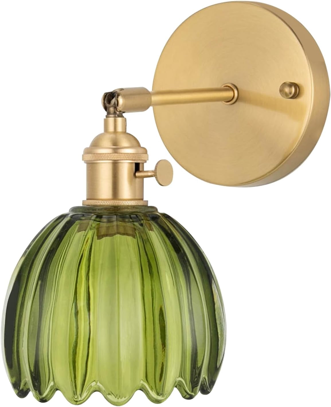 Vintage Wall Sconces Wall Mounted Green Tulip Shade Light Adjustable Angle Retro Wall Lamp Fixtures Decor for Bedside Bedroom Indoor Doorway