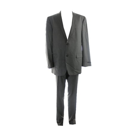 marc york andrew marc medium grey striped slim-fit suit 44l-37w
