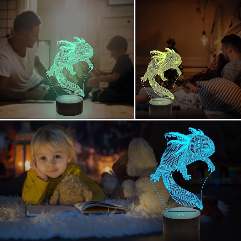 Axolotl Gifts 3D Axolotl Lamp Night Light 3D Illusion lamp for Kids, 16