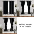 thumbnail image 3 of JIUZHEN Black Blackout Curtains for Bedroom Sewn with Tiebacks - Thermal Insulated Light Blocking Grommet Window Curtains for Living Room, 42 x 63 inch Length, Set of 2 Drape Panels, 3 of 7