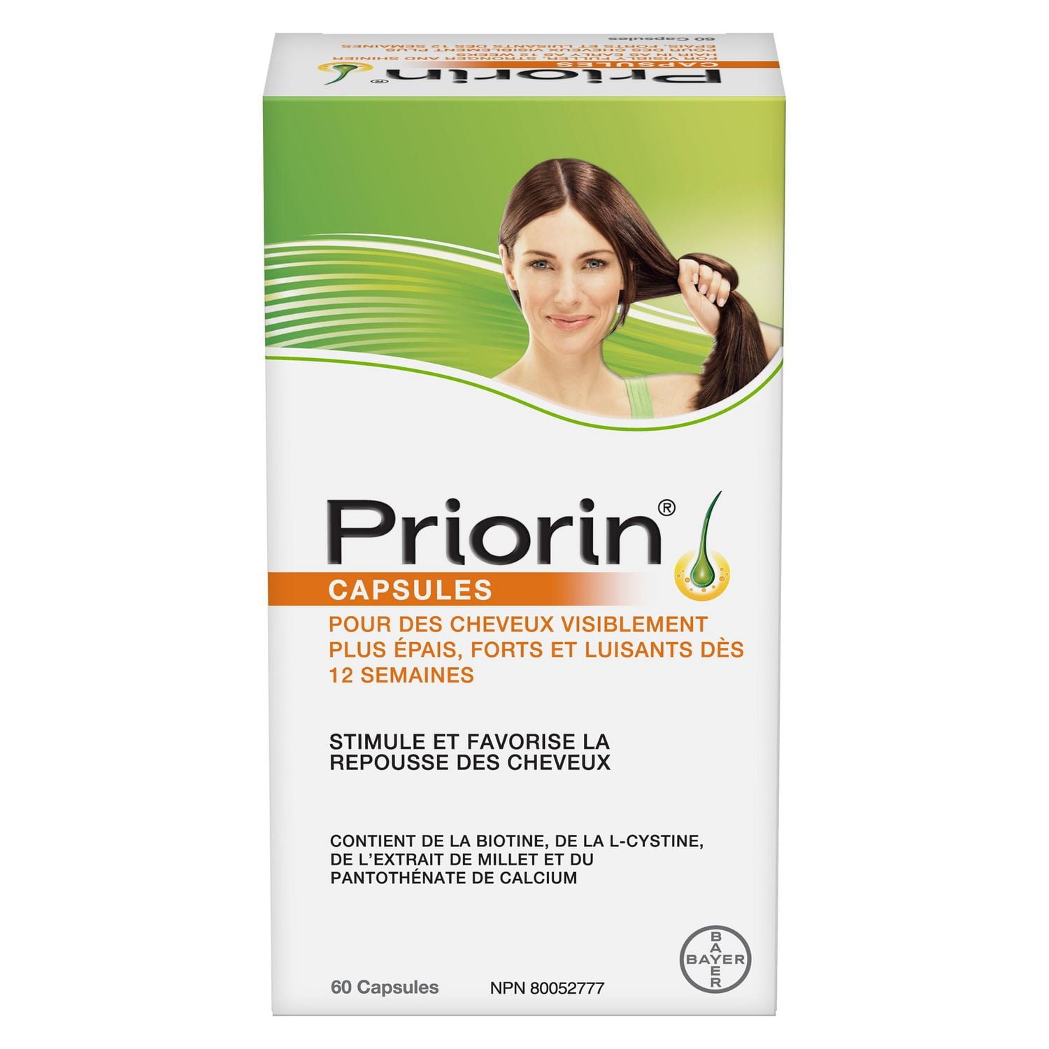 Vitamines pour la pousse des cheveux avec biotine Priorin – Vitamines pour les cheveux destinées à stimuler la pousse des cheveux chez les hommes et les femmes; réduit la perte de cheveux après le lav 60 capsules, 1 mois de traitement