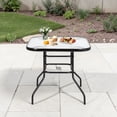 thumbnail image 2 of Hassch 31.5" Square Glass Dining Table with 1.8" Umbrella Hole, Outdoor Patio Table with Metal Legs for Balcony, Deck, Garden, Dark Chocolate, 2 of 8