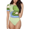 thumbnail image 2 of Picia Frog Amanita Mushroom Womens One Piece Swimsuits Modest Tummy Control Bathing Suits Lace Up Slimming Swim Suit-Medium, 2 of 9