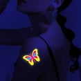 thumbnail image 4 of 12 hojas de tatuajes temporales de neón, pegatinas de tatuaje corporal de neón UV para mujeres, hombres y niñas, arte corporal, 4 of 5