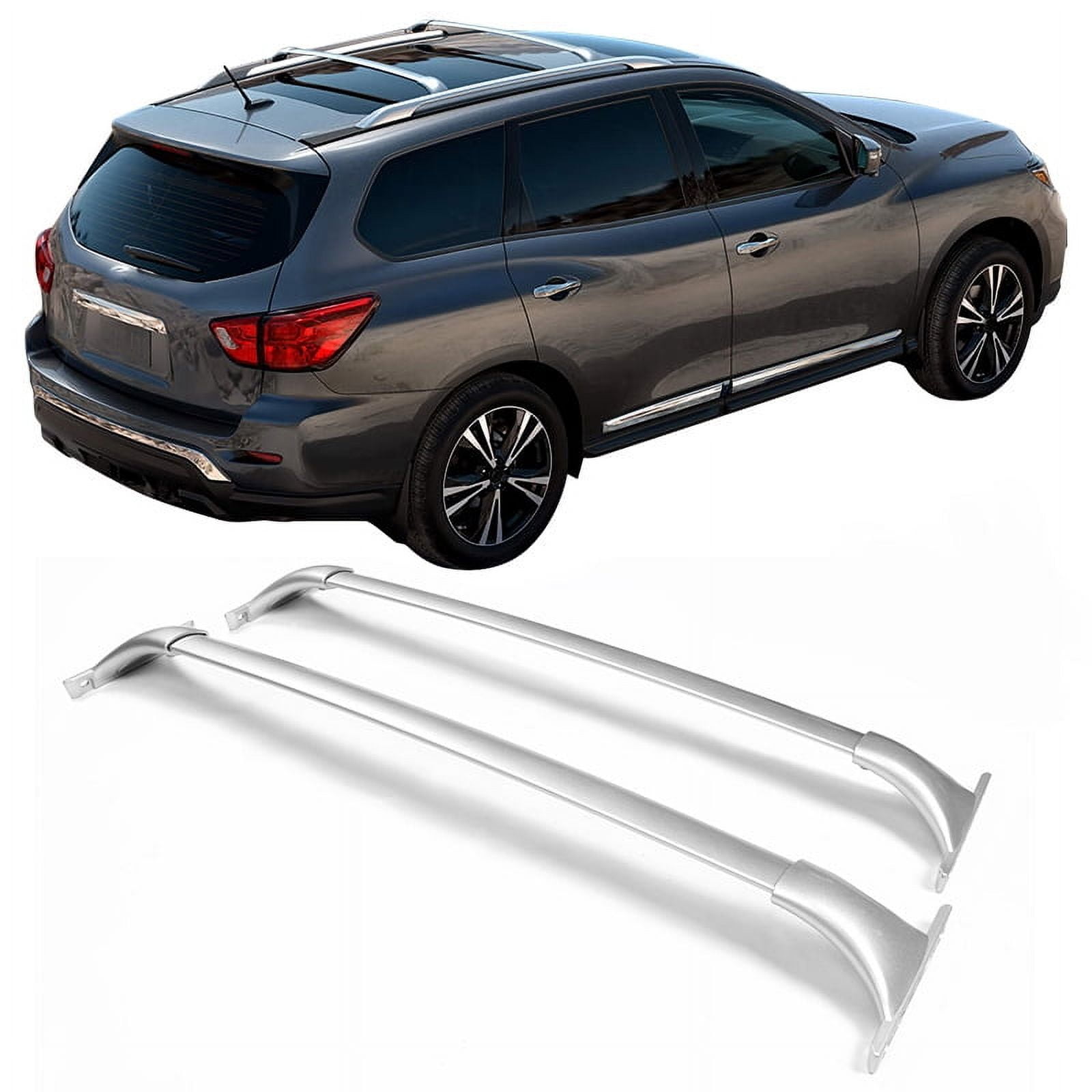 Ikon Motorsports Cross Bars Compatible with 14-20 Nissan Rogue W/ Roof Rails OE Factory Style Roof Rack Cross Bar Silver - Aluminum