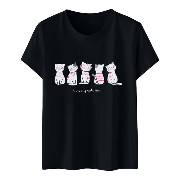 Blusa informal con estampado de manga corta y cuello redondo para mujer Pompotops hfajkhk126208