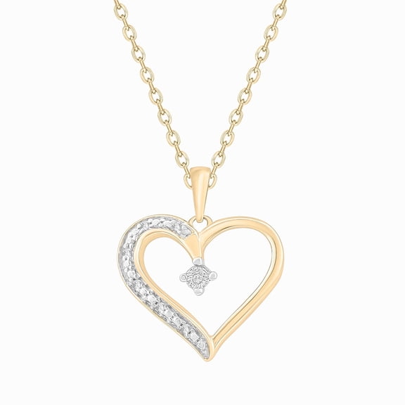 Cali Trove Diamond Heart Pendant Necklace 1/20 Ct in Yellow Gold Vermeil on Sterling Silver