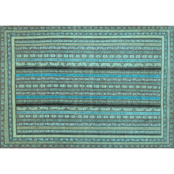 Ahgly Company Indoor Rectangle Abstract Light Blue Contemporary Area Rugs, 2' x 3'