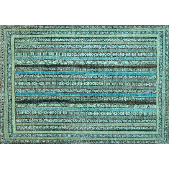 Ahgly Company Indoor Rectangle Abstract Light Blue Contemporary Area Rugs, 6' x 9'