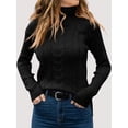 thumbnail image 4 of Womens' Turtle-Neck Long Sleeve Cable Knit Sweaters Black XL, 4 of 5