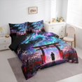 thumbnail image 2 of Metsweet Galaxy Gradient Dragon Twin Bedding 7-Piece, Japanese Samurai Sakura Bedding Comforter Set, Blue Purple Red Black,Black Reversible, 2 of 6