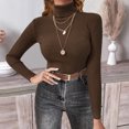 thumbnail image 4 of Resicozy Womens Long Sleeve Turtleneck Sweaters Ribbed Knit Pullover Tops Slim Fit Basic Casual Comfort Soft Solid Color Sweater Coffee M, 4 of 4