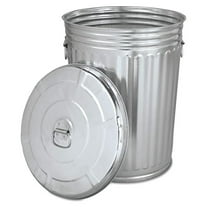 Pre-Galvanized Steel Trash Can - Round, 20gal, Gray, with Lid - Outdoor Garbage Can