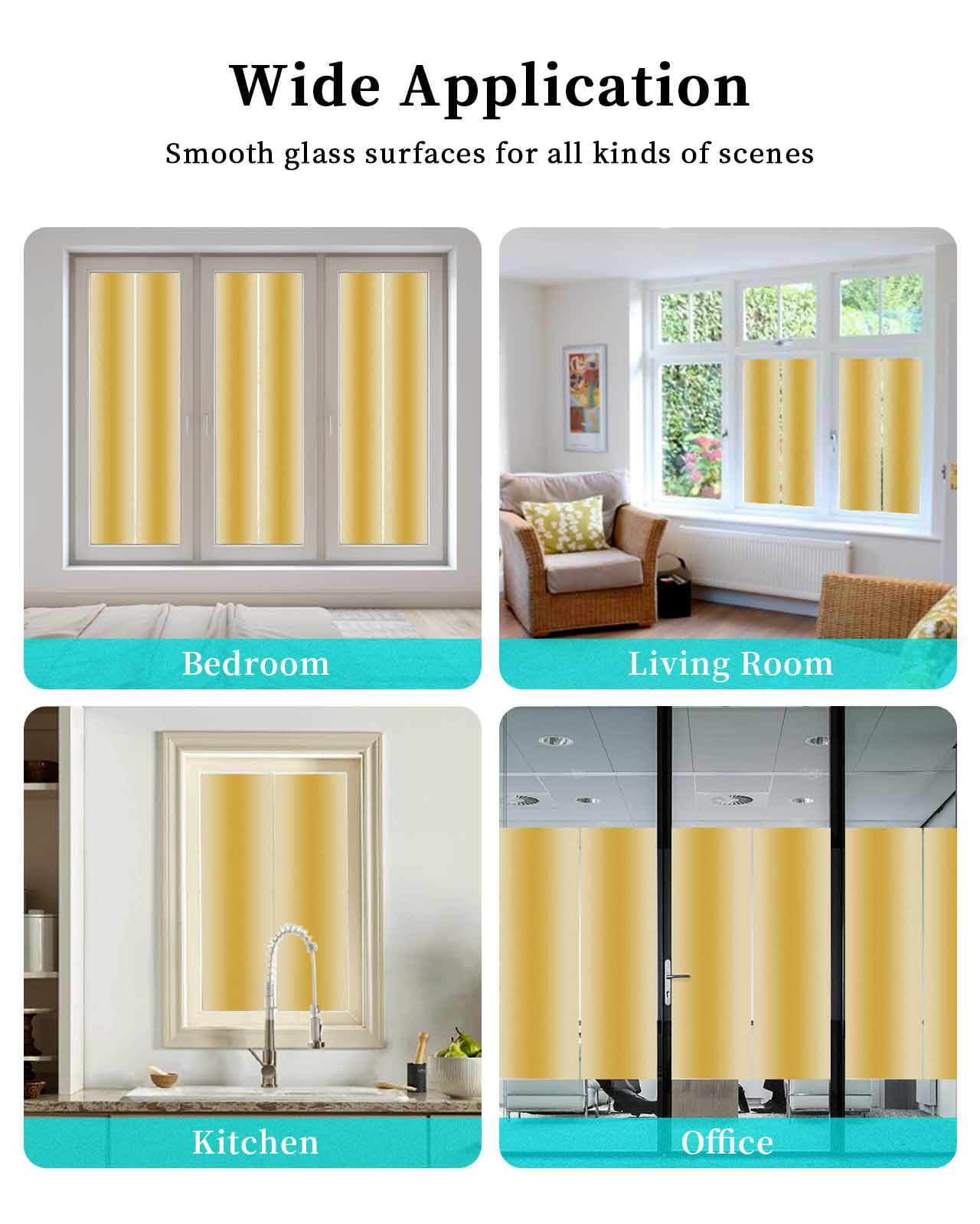 Window Privacy Film Yellow Ombre Stained Glass Window Film Decorative Sun Block Window Cover Modern Art Farmhouse Window Clings Static Adhesive Sticker for Bathroom 29.5"x118"