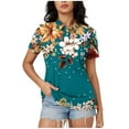 thumbnail image 1 of Blusas para las Mujeres Impresión Casual Manga Corta Turndown Collar Botón Superior, Tops Cortos para las Mujeres, 1 of 9