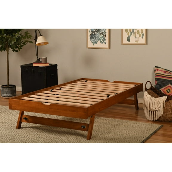 Kodiak Furniture Boho Wood Pop Up Bed with Brown Frame-Mattress Not Included