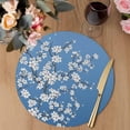 thumbnail image 3 of Spring Floral Round 13 Inch Placemats Set of 2, White Cherry Blossom Fowers Sky Blue HeatResistant Non Slip Place Mats for Dining Table, Wipeable Braided Kitchen Table Mats for Housewarming, 3 of 9