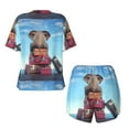 thumbnail image 6 of Wukai Elephant Sits Women's Pajama Set,Short-Sleeve Top and Shorts with Elastic Waistband and Pockets for Loungewear, Yoga, and Casual Wear-4X-Large, 6 of 8
