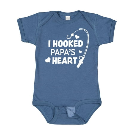 

Inktastic I Hooked Papa s Heart with Fishing Rod Gift Baby Boy or Baby Girl Bodysuit