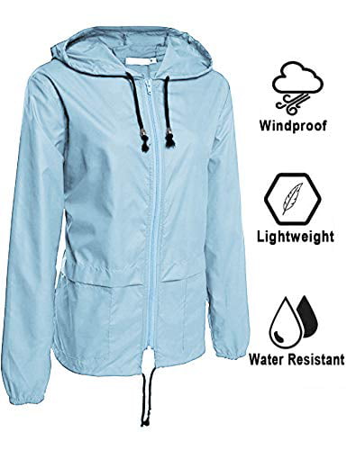 Avoogue Women's Short Lightweight Packable Raincoat with Back Zipper into One Bag,Waterproof Rain Jacket with Hood Reflective 
