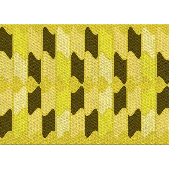Ahgly Company Machine Washable Indoor Rectangle Transitional Banana Yellow Area Rugs, 8' x 10'